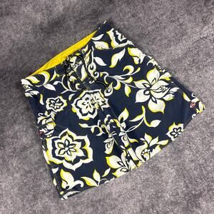 Vintage Quiksilver Men’s Navy/Yellow Floral Y2K Board Shorts Size 36